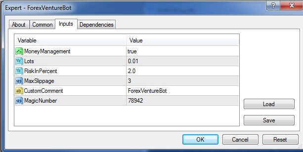forexventurebot-setting